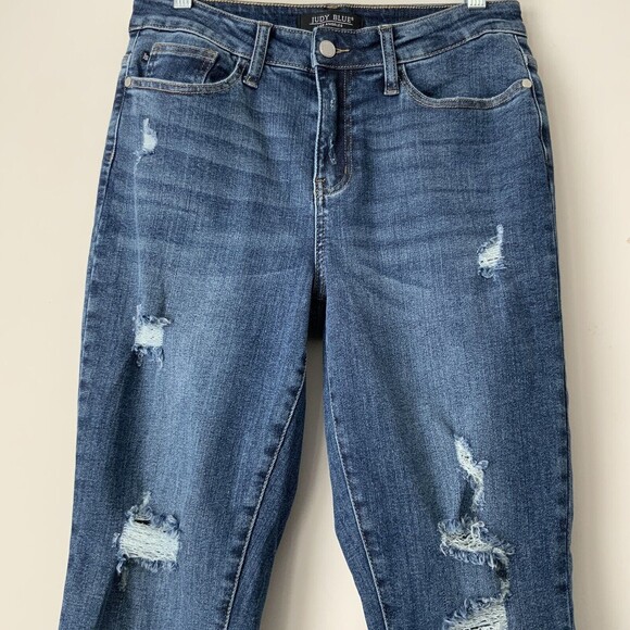 Judy Blue Distressed Relaxed Fit Jeans Raw Hem 29 - Picture 8 of 8